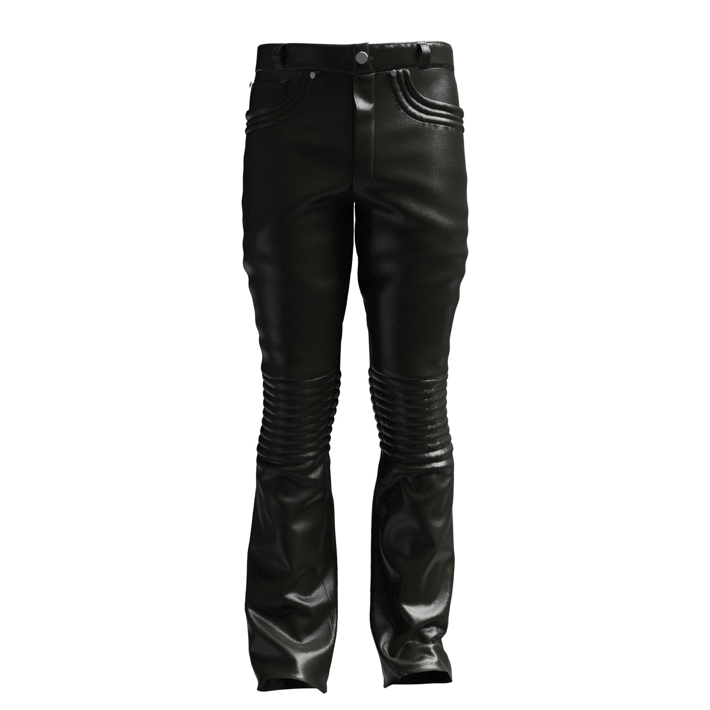 Moto-Style Ribbed Trousers