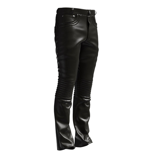 Moto-Style Ribbed Trousers
